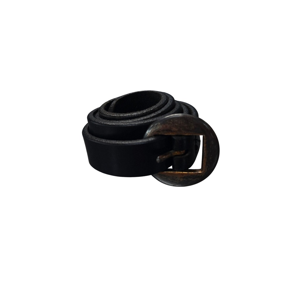 Express Belt Womens Small Black Fair Italian Leather Vintage Round Buckle USA